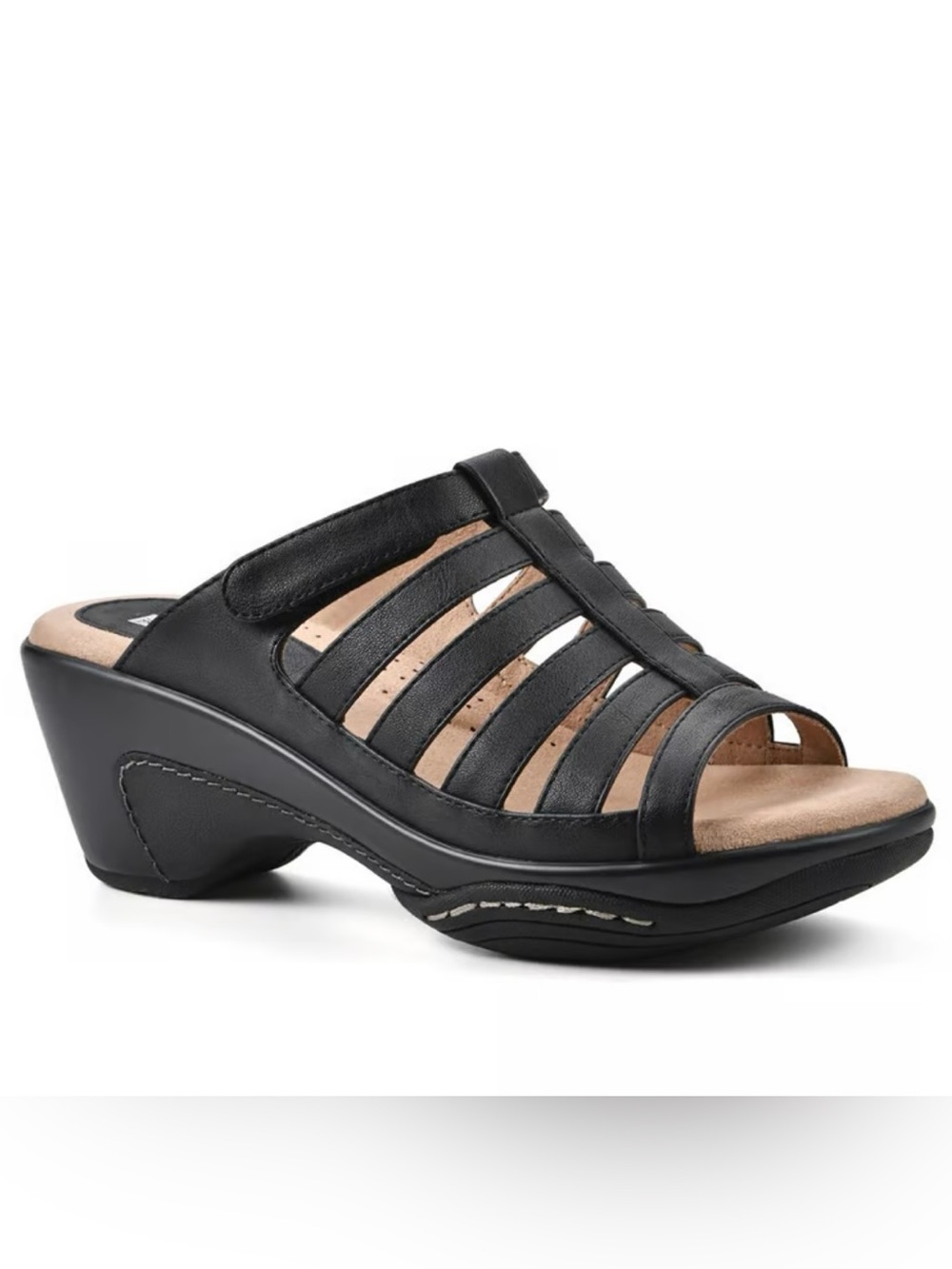 White Mountain Women's Valencia Wide Slide Sandal 7.5 Wide Black New